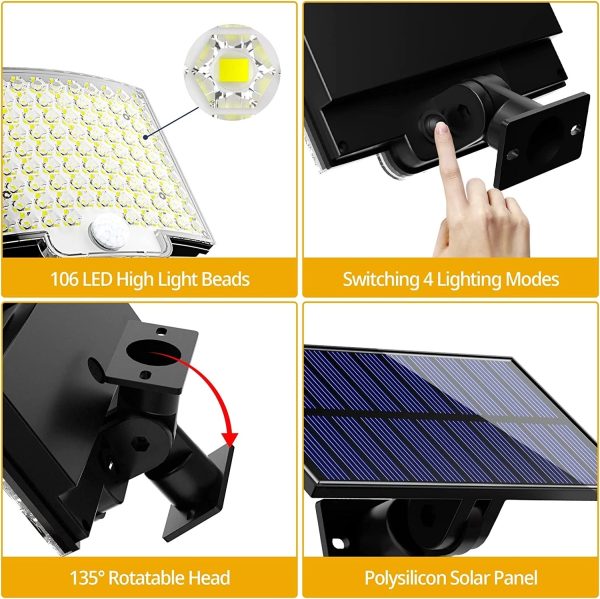 106led Lawn Solar Wall Lamp - Image 3