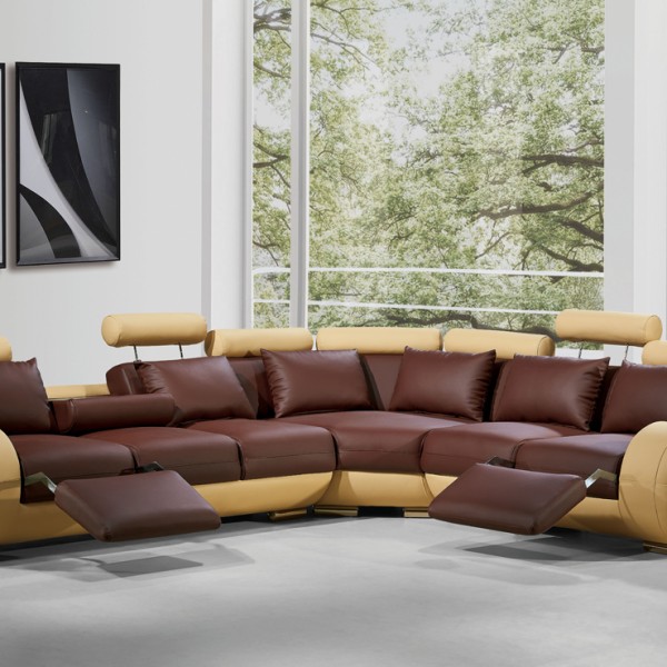 31" Bonded Leather And Wood Sectional Sofa