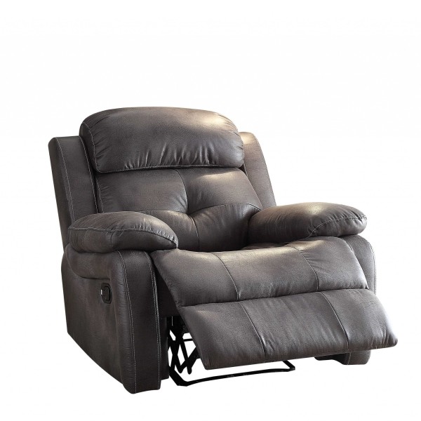 40" X 40" X 37" Gray Polished Microfiber Fabric Recliner