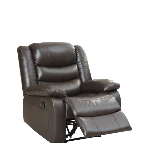 36" X 36" X 41" Espresso Top Grain Leather Match Recliner