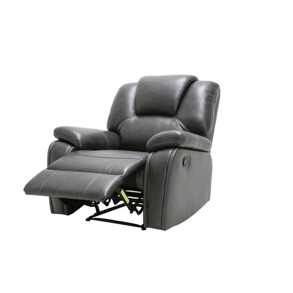 40″ Grey Contemporary Leather Power Reclining Chair