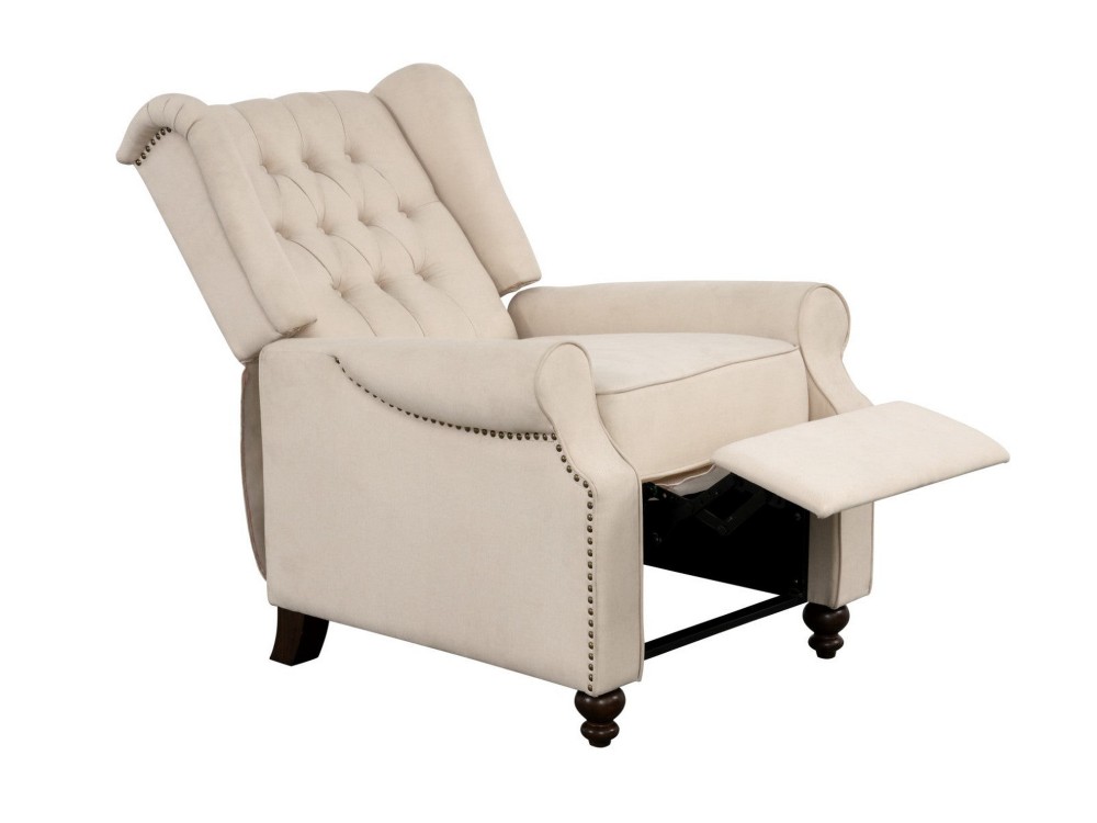 Beige Microfiber Club 3-position manual recliner