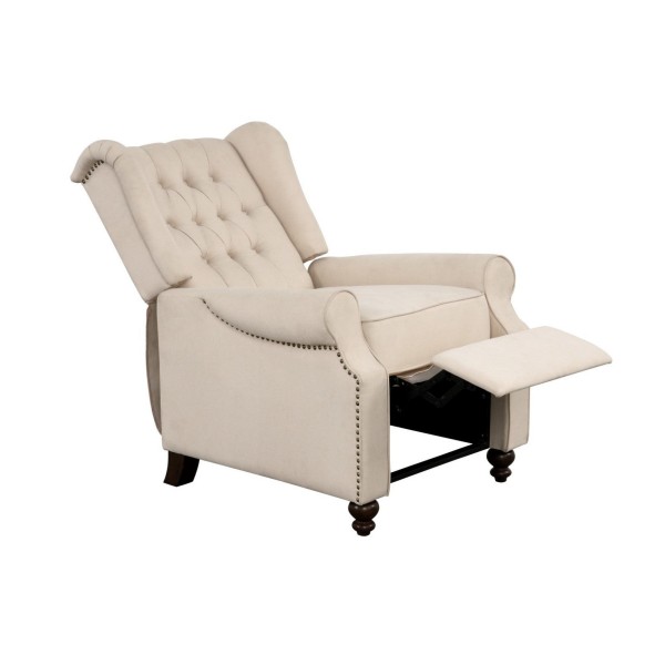 Beige Microfiber Club 3-position manual recliner